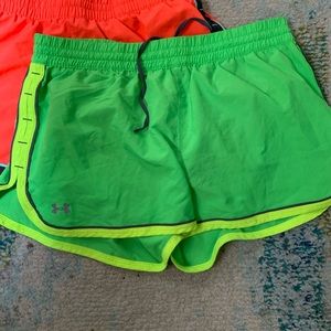 Green under armour running shorts